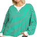 striped rib banded pullover Plus Size - The Bronze Butterfly