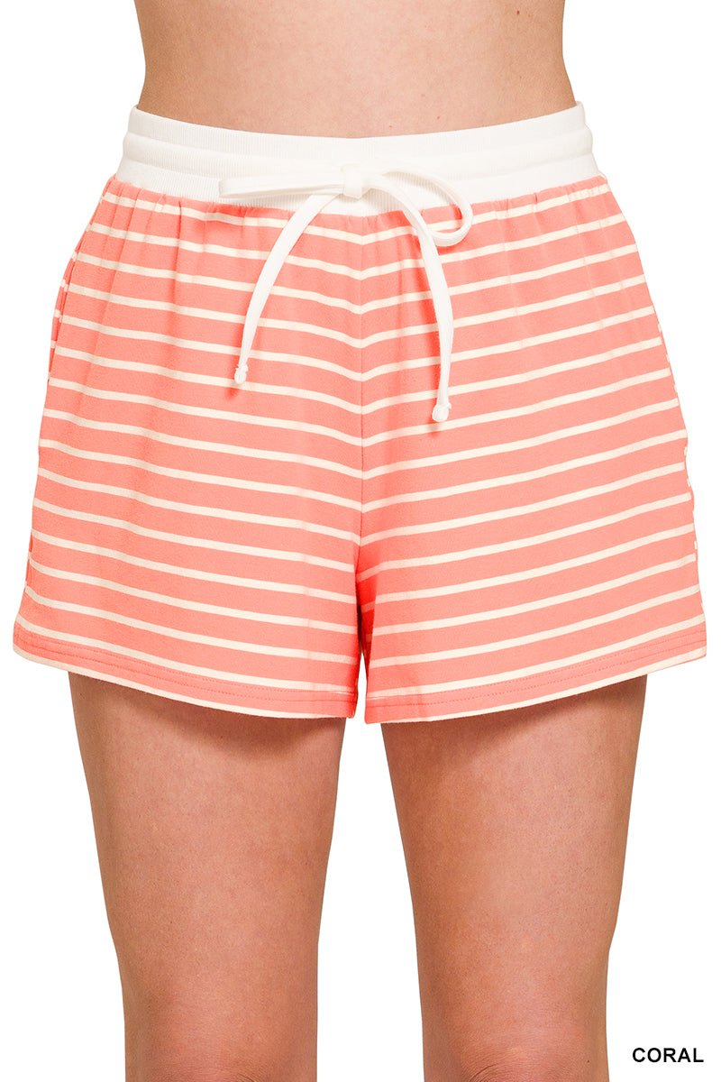 Striped round neck tee & shorts set - The Bronze Butterfly