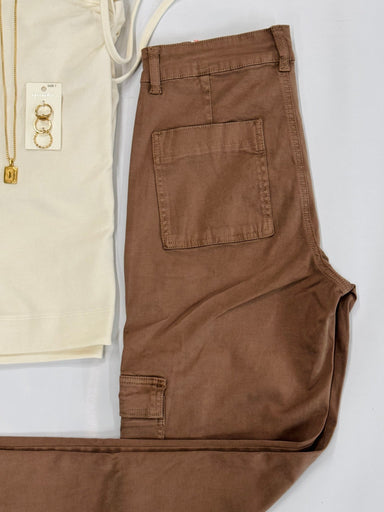 SUEDED TWILL CARGO PANTS - The Bronze Butterfly
