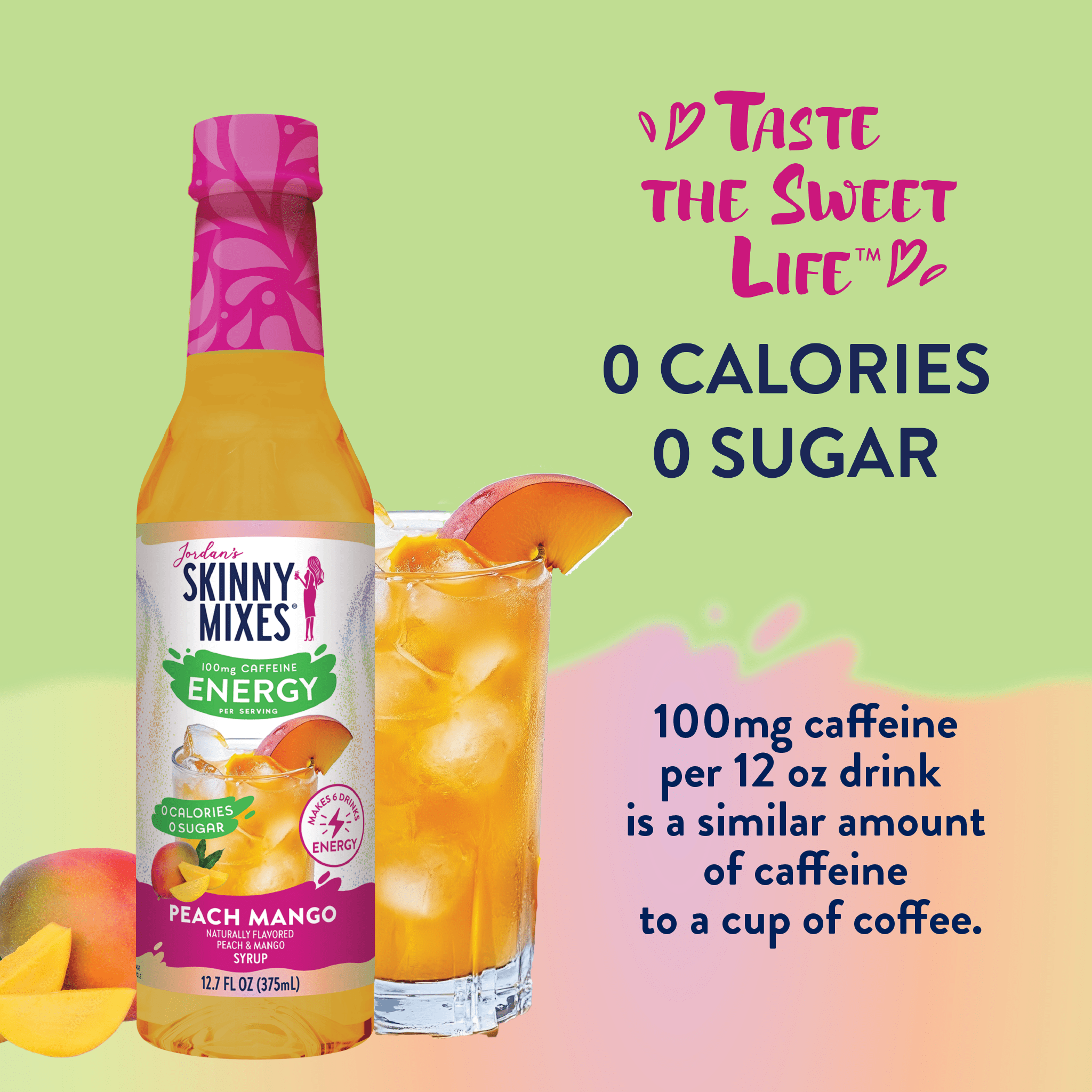 Sugar Free Peach Mango Energy Syrup - 375ml - The Bronze Butterfly