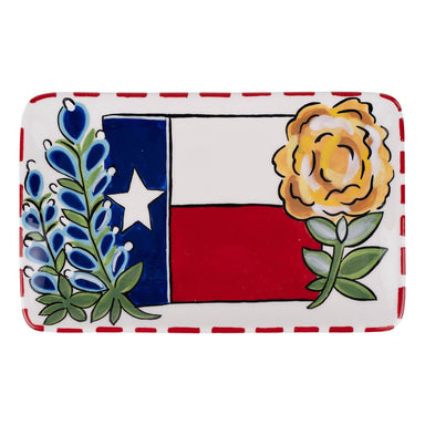 Texas Flag and Yellow Rose Trinket Tray - The Bronze Butterfly