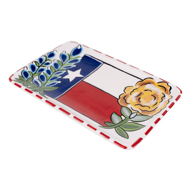 Texas Flag and Yellow Rose Trinket Tray - The Bronze Butterfly