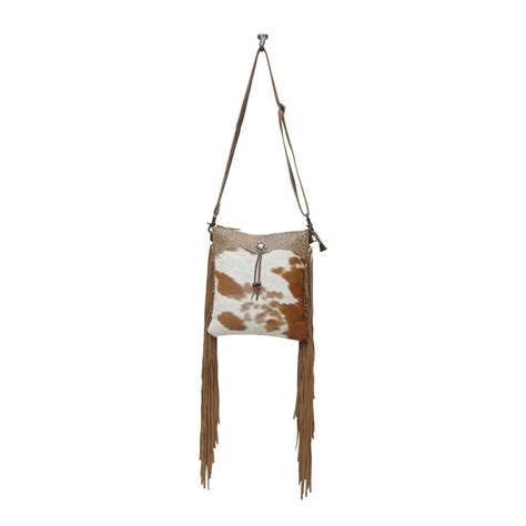 Carmel Dash Leather & Hair On Shoulder Bag-Myra Bag Fringed Crossbody Bag