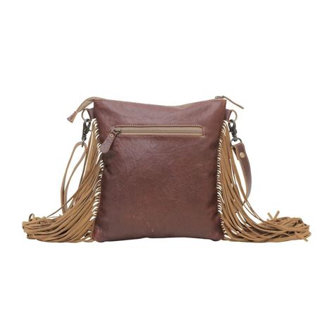 Carmel Dash Leather & Hair On Shoulder Bag-Myra Bag Fringed Crossbody Bag