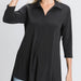 Three-Quarter Sleeve Mandarin Collar Hi-Low Top - The Bronze Butterfly