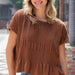 Toffee Mineral Wash Smocked Dolman Top - The Bronze Butterfly