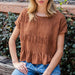 Toffee Mineral Wash Smocked Dolman Top - The Bronze Butterfly