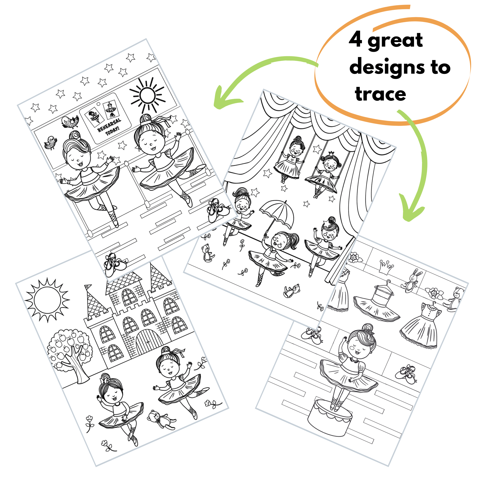 Trace Erase Ballerina - Drawing, Tracing set - The Bronze Butterfly