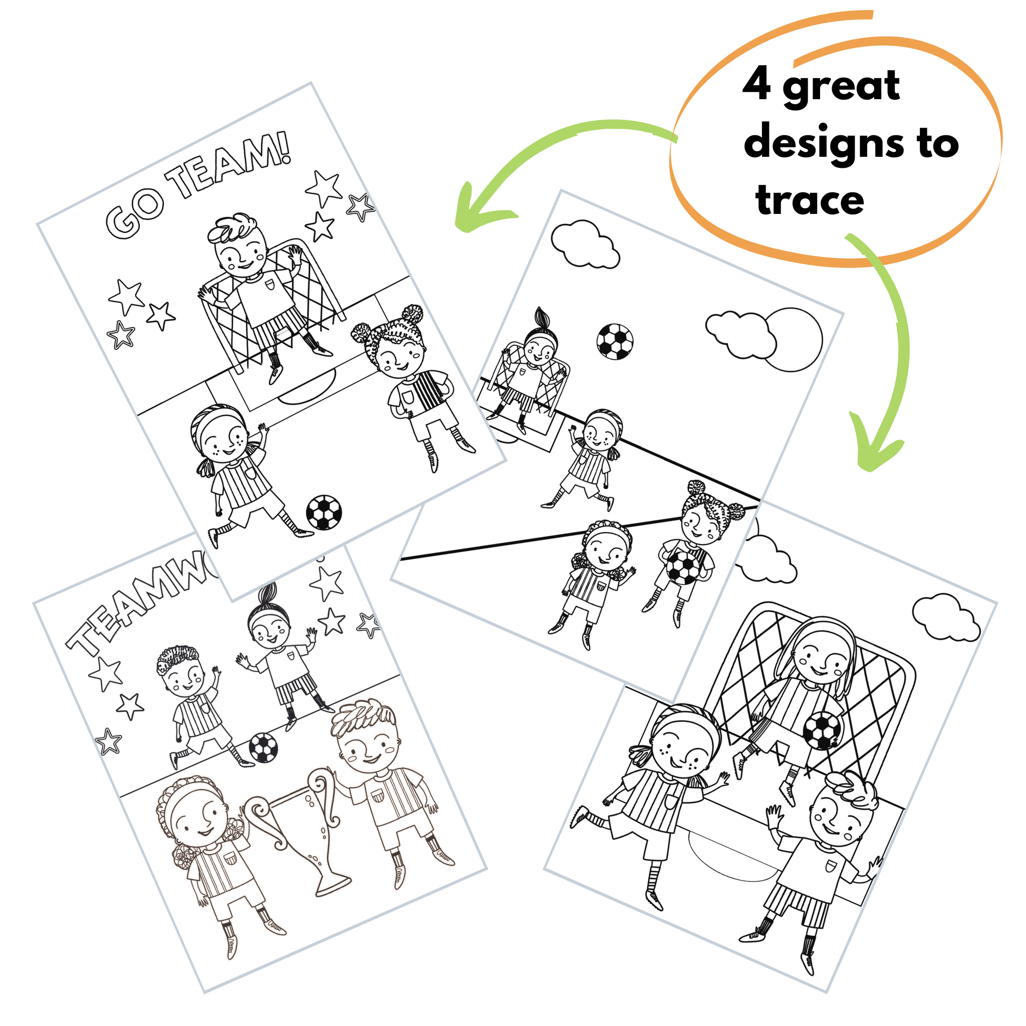 Trace Erase Soccer Drawing, Tracing Set - The Bronze Butterfly