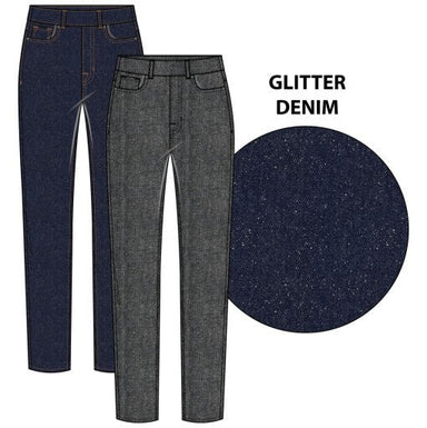 Tribal Audrey Pull On Slim Ankle Glitter Denim Pant | Gold Rinse - The Bronze Butterfly