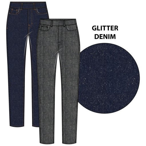 Tribal Audrey Pull On Slim Ankle Glitter Denim Pant | Gold Rinse - The Bronze Butterfly