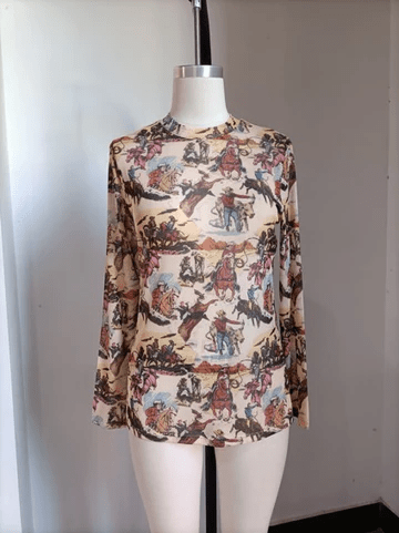 Turquoise Haven Vintage Western Mesh Top - The Bronze Butterfly