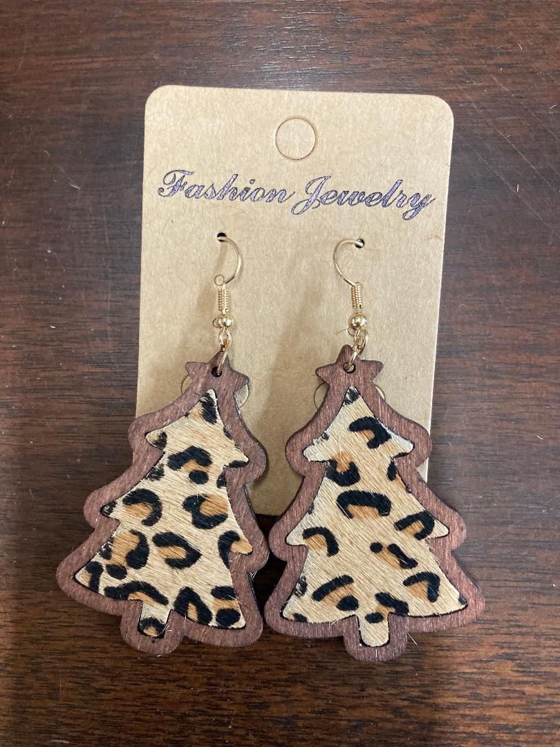 Christmas Tree Wooden Earrings