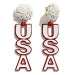 USA Drop Earrings with Post Beaded Clusters - The Bronze Butterfly