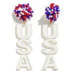 USA Drop Earrings with Post Beaded Clusters - The Bronze Butterfly