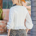 Vanilla Cream Cotton Lace-Up Ruffle Blouse - The Bronze Butterfly
