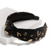 Velour Game Day Knotted Headband Featuring Rhinestones and Gold Tone Footballs - The Bronze Butterfly