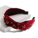 Velour Game Day Knotted Headband Featuring Rhinestones and Gold Tone Footballs - The Bronze Butterfly