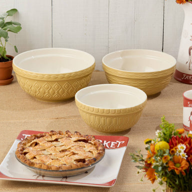 Vintage Farm Stoneware Set of 3 Mixing Bowl - The Bronze Butterfly