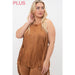 VOCAL Cleo Plus Size Sleeveless Faux Suede Fringe Top - The Bronze Butterfly