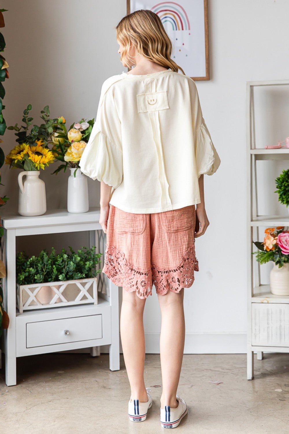 Washed Bubble Sleeve Top - Oli and Hali - The Bronze Butterfly