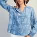 Washed Western Motif Ruffle Neck Top - The Bronze Butterfly