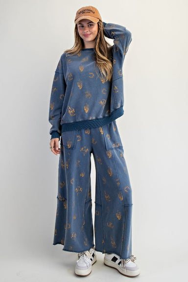 WESTERN PRINTED WASHED TERRY PULLOVER - The Bronze Butterfly
