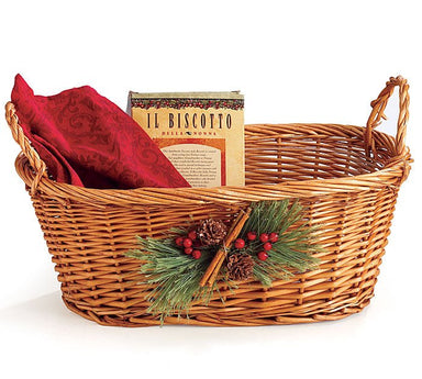 WILLOW BASKET W/ PINCONE/BERRY ACCENT - The Bronze Butterfly