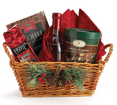 WILLOW BASKET W/ PINE CONE/BERRY ACCENT - The Bronze Butterfly