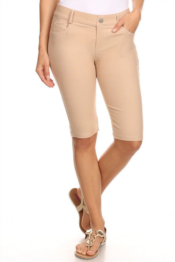 Women's 5 Pocket Classic Bermuda Shorts - The Bronze Butterfly