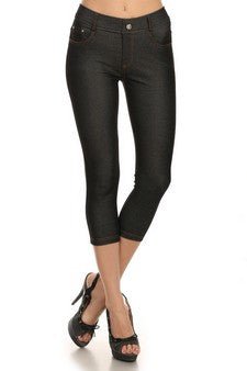 Women's Classic Solid Capri Jeggings - The Bronze Butterfly