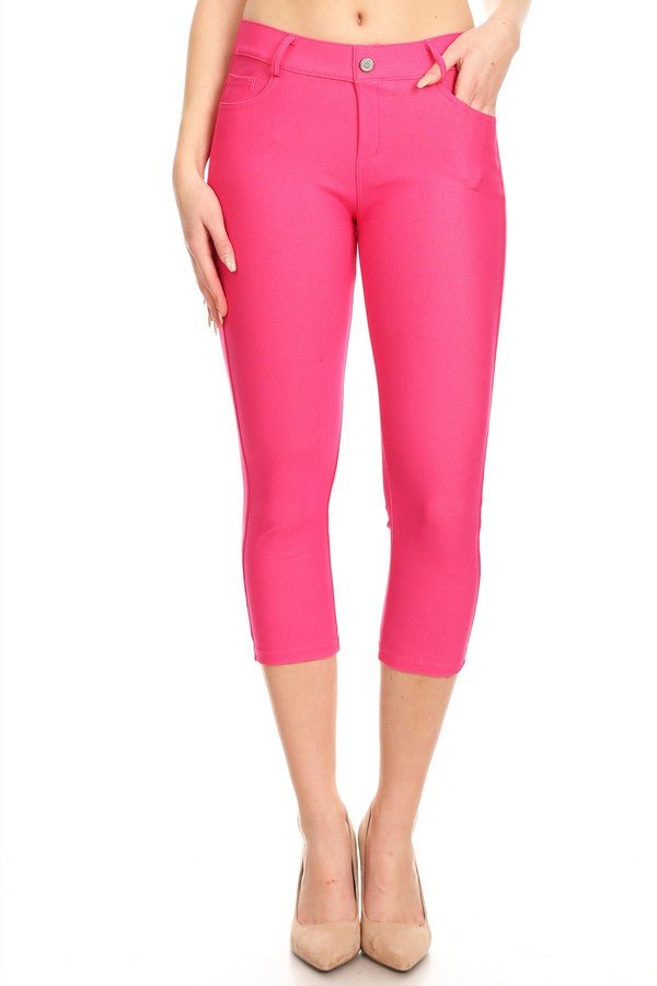 Women's Classic Solid Capri Jeggings - The Bronze Butterfly