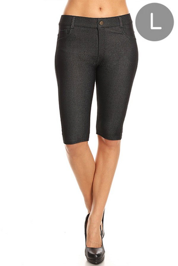 Women's Classic Solid Capri Jeggings - Plus Size - The Bronze Butterfly