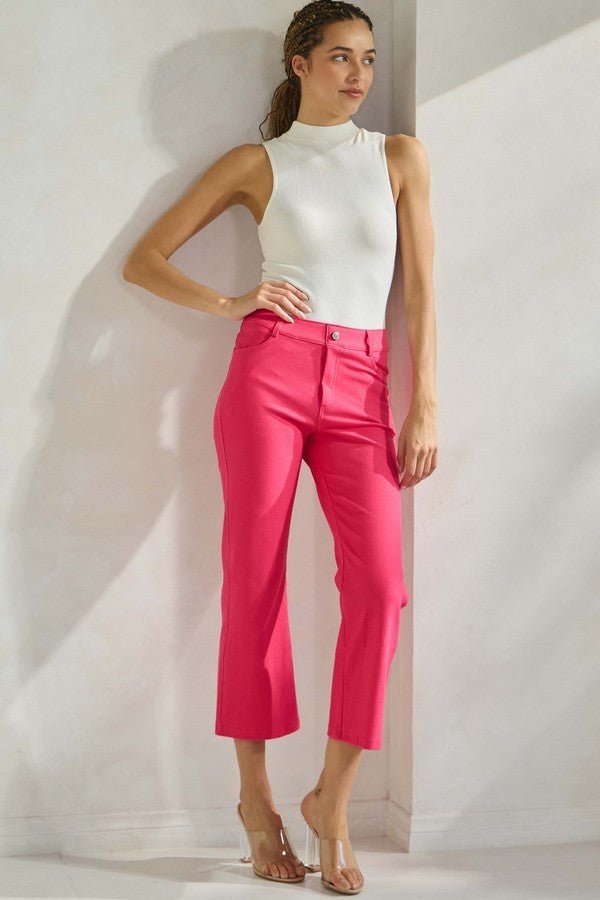 Women's Classic Solid Straight Leg Crop Pants - The Bronze Butterfly