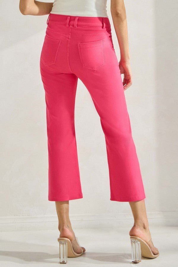 Women's Classic Solid Straight Leg Crop Pants - The Bronze Butterfly