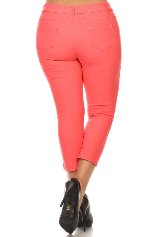 Women's Cotton - Blend 5 - Pocket Skinny Capri Jeggings - Plus - The Bronze Butterfly