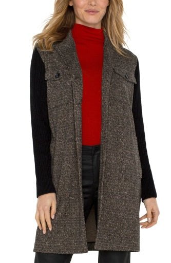 Women's Liverpool Los Angeles Coatigan With Sweater Sleeves Overcoat - The Bronze Butterfly