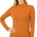 Women's Mock Neck Soft Cotton Long Sleeve Top - The Bronze Butterfly