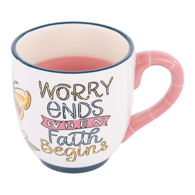 Worry Ends When Faith Begins Mug - The Bronze Butterfly