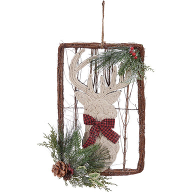 WOVEN DEER AND GREENS WALL DECOR - The Bronze Butterfly