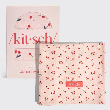 XL Hair Towel Wrap - Cherry Print - The Bronze Butterfly