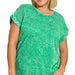 Zenana Crinkle Washed Round Neck Folded Short Sleeve Plus Size - The Bronze Butterfly