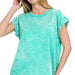 Zenana Crinkle Washed Round Neck Folded Short Sleeve Plus Size - The Bronze Butterfly