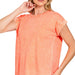 Zenana Crinkle Washed Round Neck Folded Short Sleeve Tee - The Bronze Butterfly