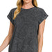 Zenana Crinkle Washed Round Neck Folded Short Sleeve Tee - The Bronze Butterfly