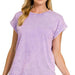Zenana Crinkle Washed Round Neck Folded Short Sleeve Tee - The Bronze Butterfly