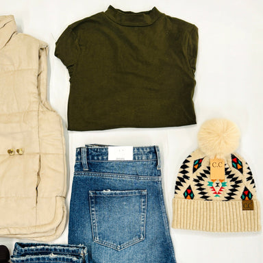 ZENANA DARK OLIVE LONG SLEEVE TOP - The Bronze Butterfly