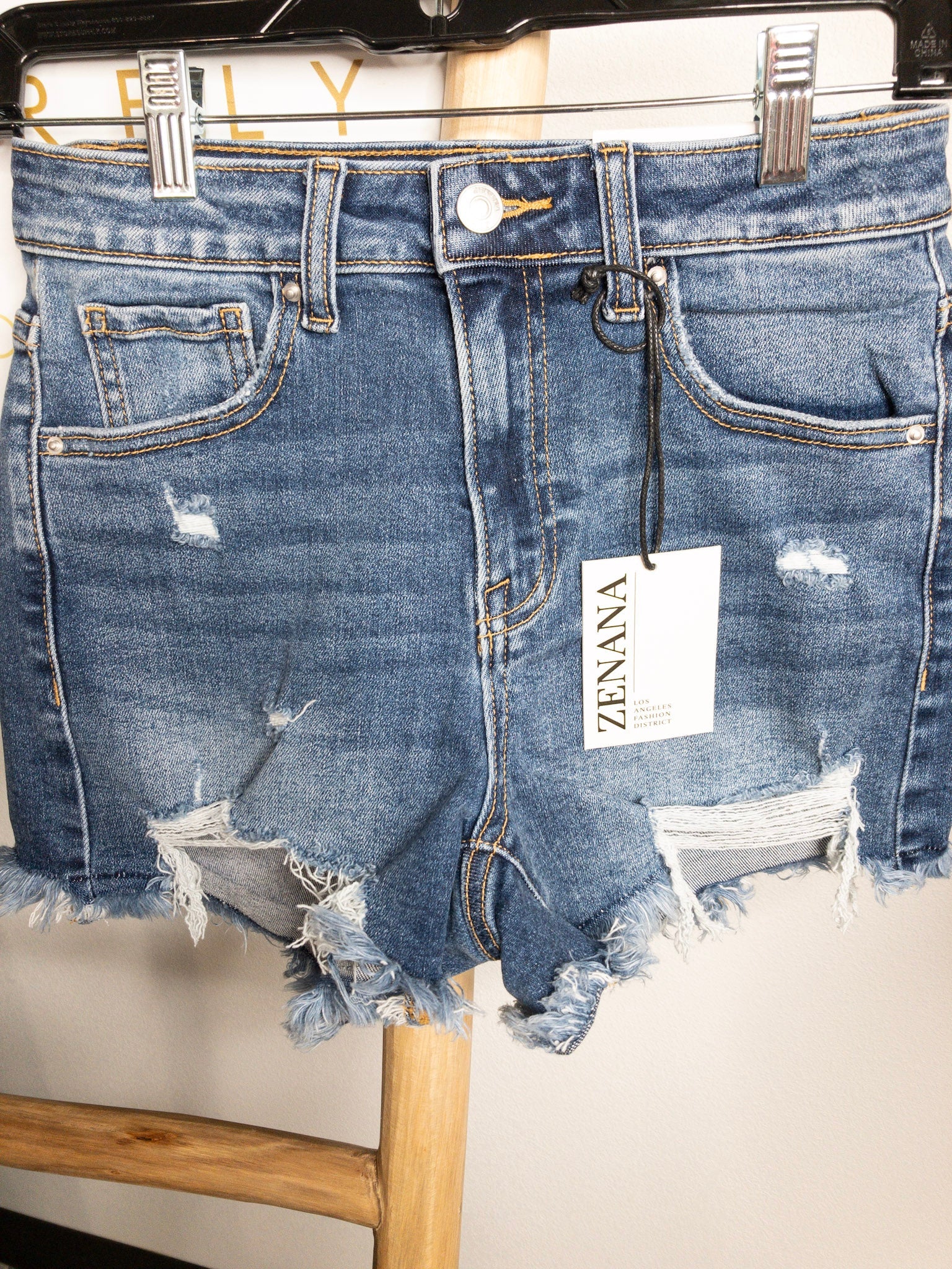 Zenana Distressed Raw Hem Shorts | Dark Wash - The Bronze Butterfly