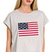 Zenana Round Neck Short Sleeve American Flag T-Shirt - The Bronze Butterfly