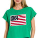 Zenana Round Neck Short Sleeve American Flag T-Shirt - The Bronze Butterfly